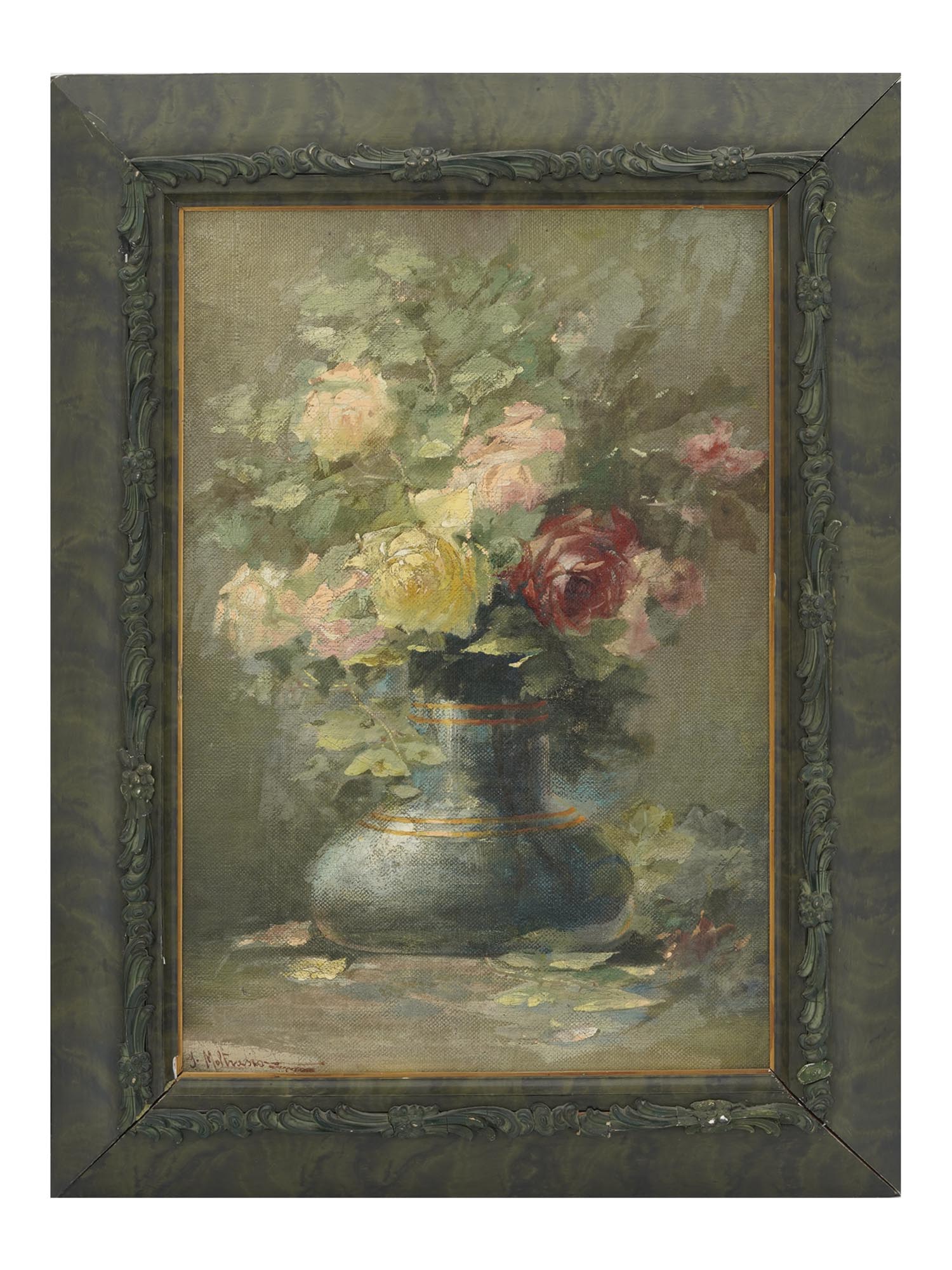 ANTIQUE STILL LIFE PAINTING SIGNED MOLFRASIO PIC-0